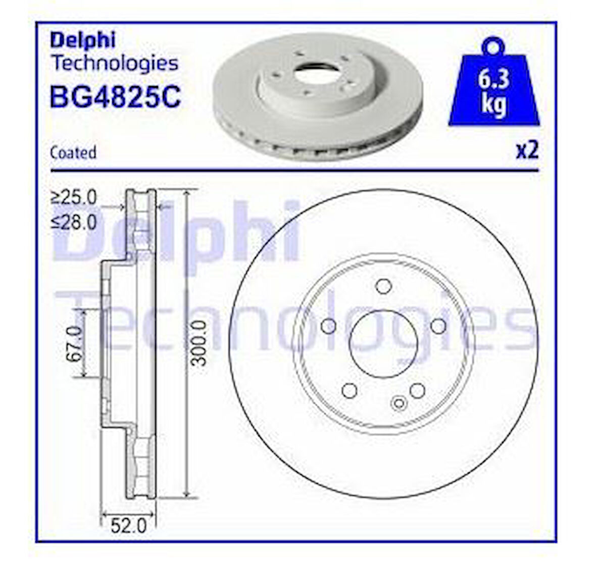 Mercedes Fren Diski On Vito W447 14> - Delphi Bg4825c