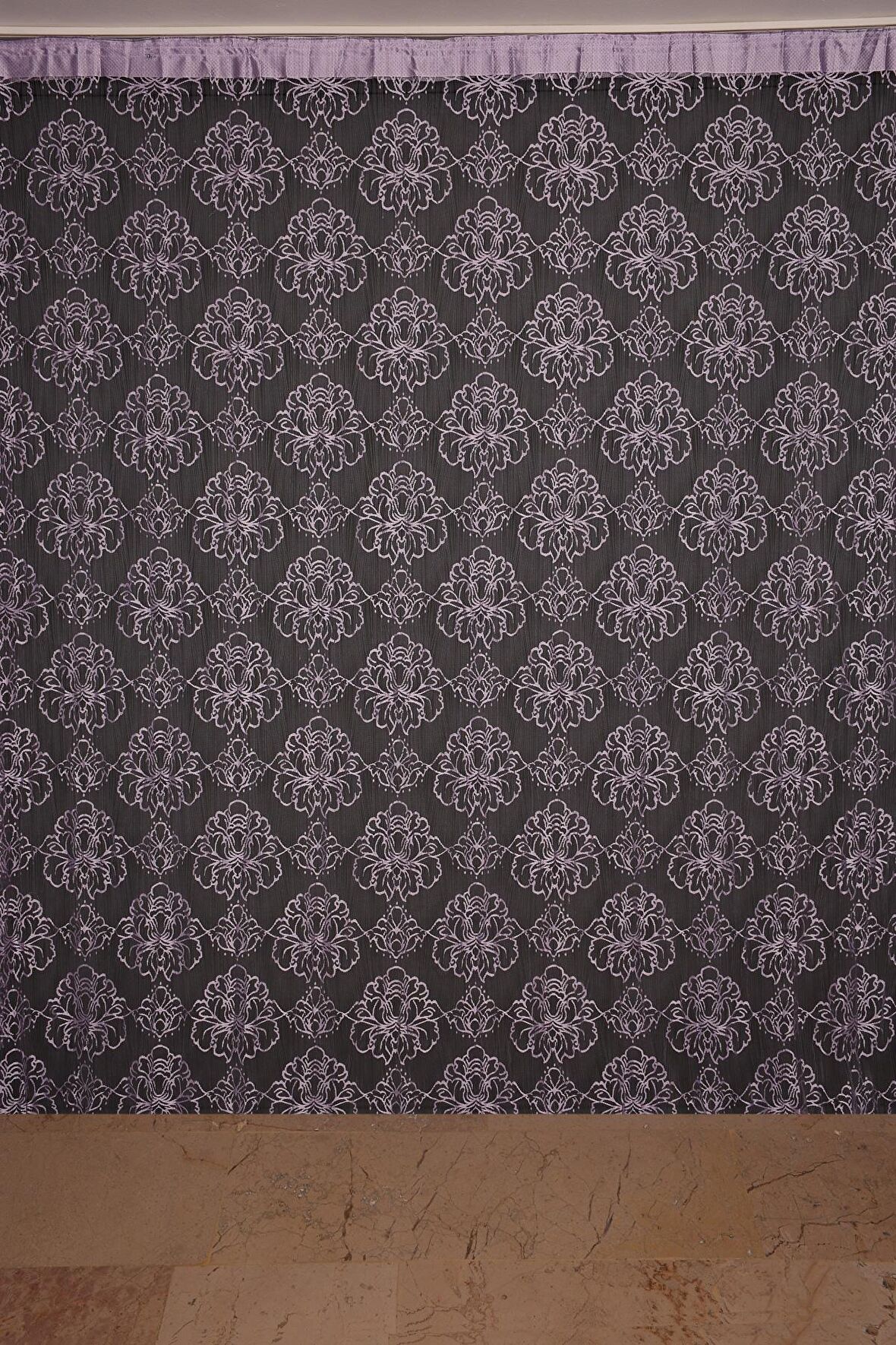 ÖRÜMCEK ÇİFT RENK LİLA İP PERDE HAZIR DÜĞMELERİ DİKİLMİŞ İP PERDE 300*280 cm