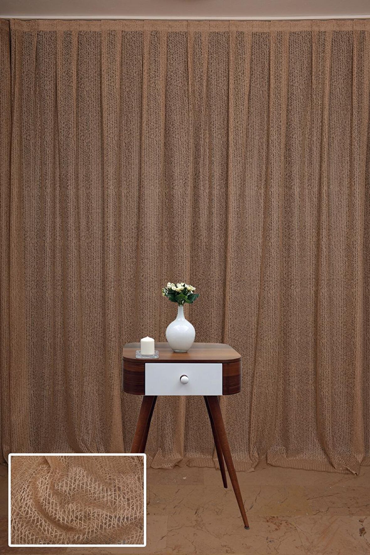 ÇİZGİLİ MODEL VİZON RENK Hazır dikilmiş Pileli Fon Perde 300*260 cm