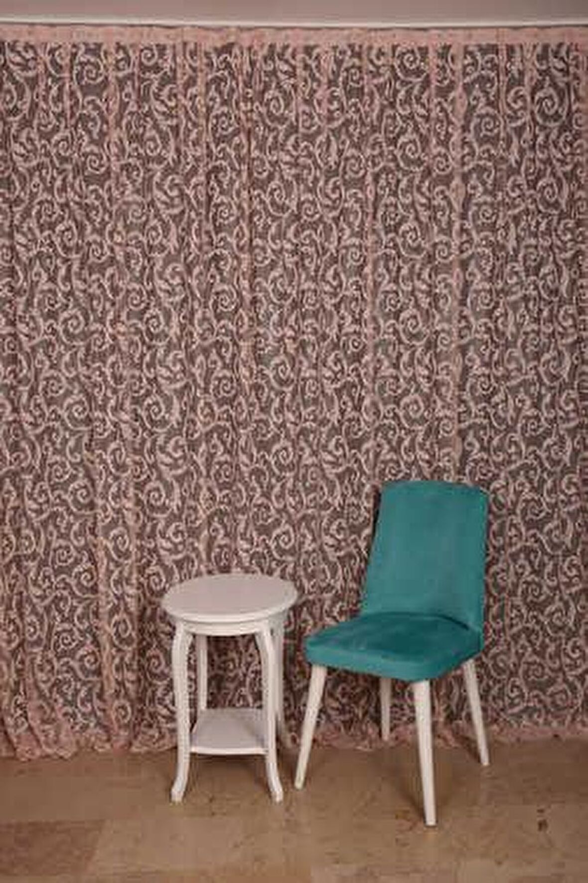 SULTAN 2 MODEL PUDRA RENK Hazır dikilmiş Pileli Fon Perde 300*260 cm