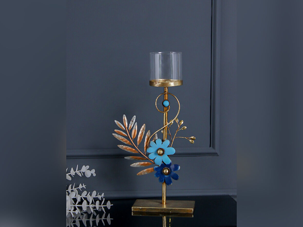 METAL BÜYÜK YAPRAK ŞAMDAN-40 CM