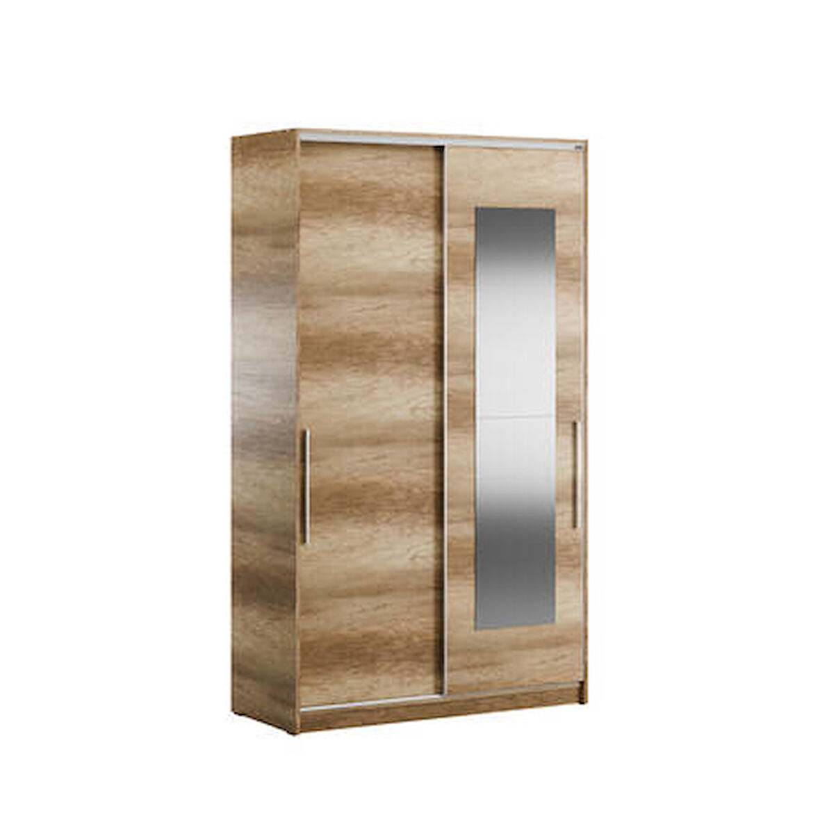 Elit Plus Aynalı Sürgülü Gardırop-Açık Ceviz (Tori) 120x207x52 cm (GxYxD)