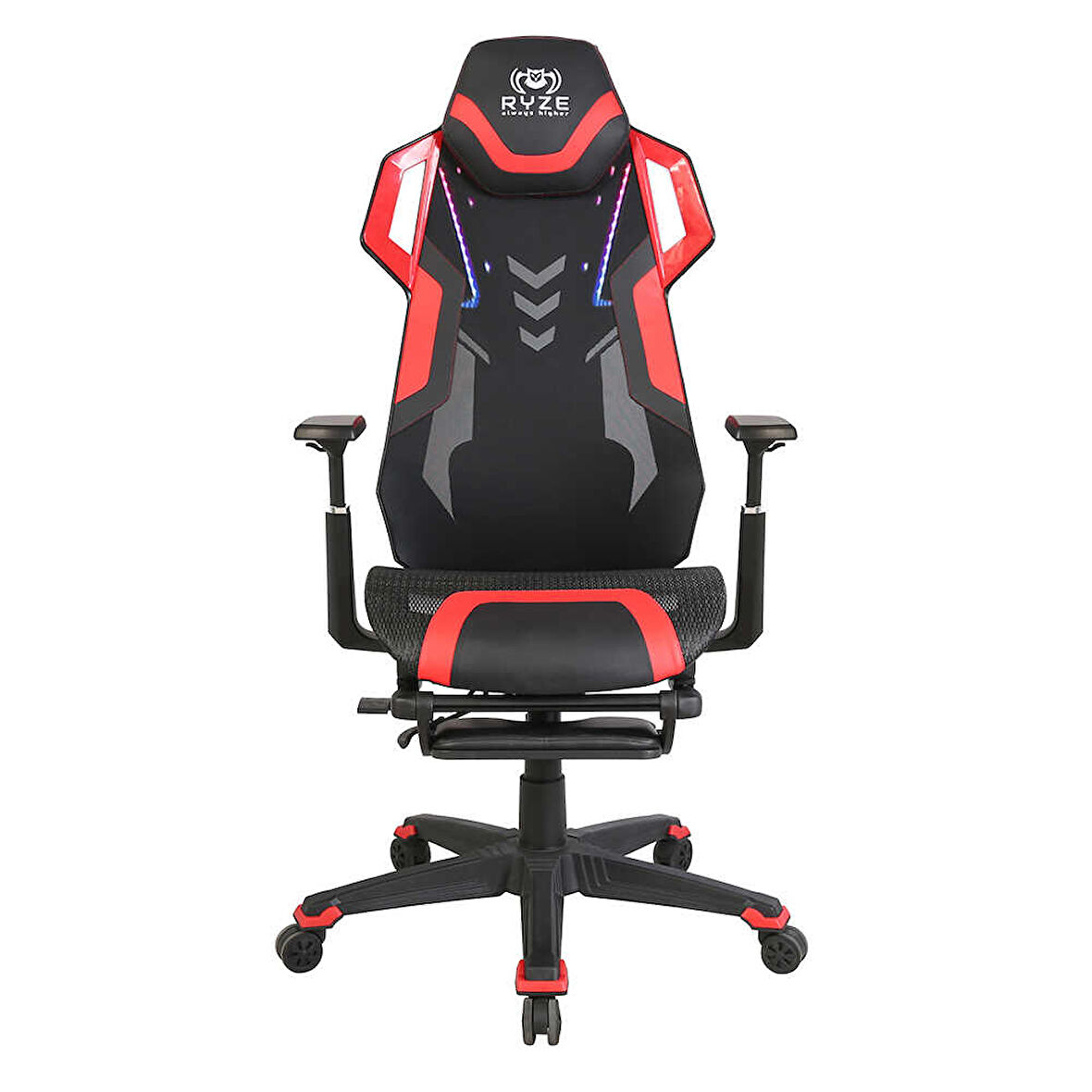 RYZE Techno-Cool Oyuncu Koltuğu - RGB - Siyah/Kırmızı 74x119-129x51 cm