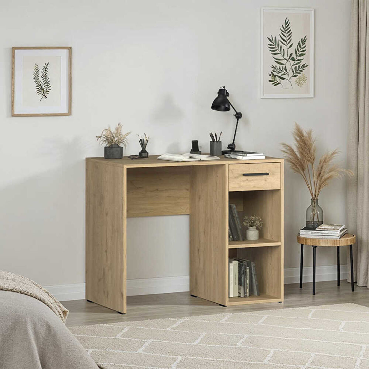 Trendline Çekmeceli Çalışma Masası Florida Meşe 90x75x52 cm (GxYxD)