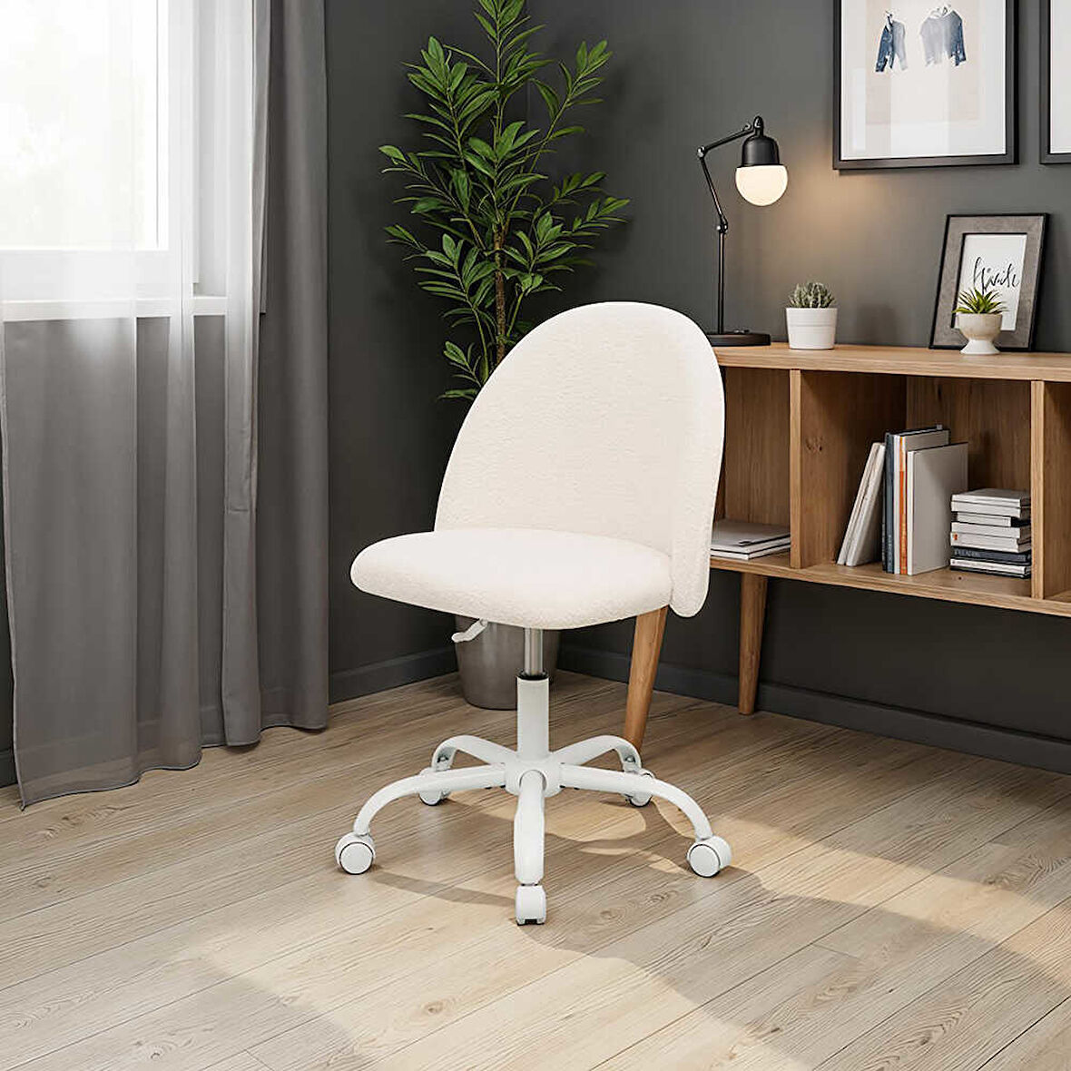 Curve Çalışma Sandalyesi - Beyaz 61x58,5x81,5-91 cm