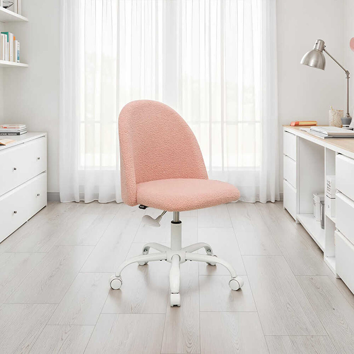 Curve Çalışma Sandalyesi - Pembe 61x58,5x81,5-91 cm