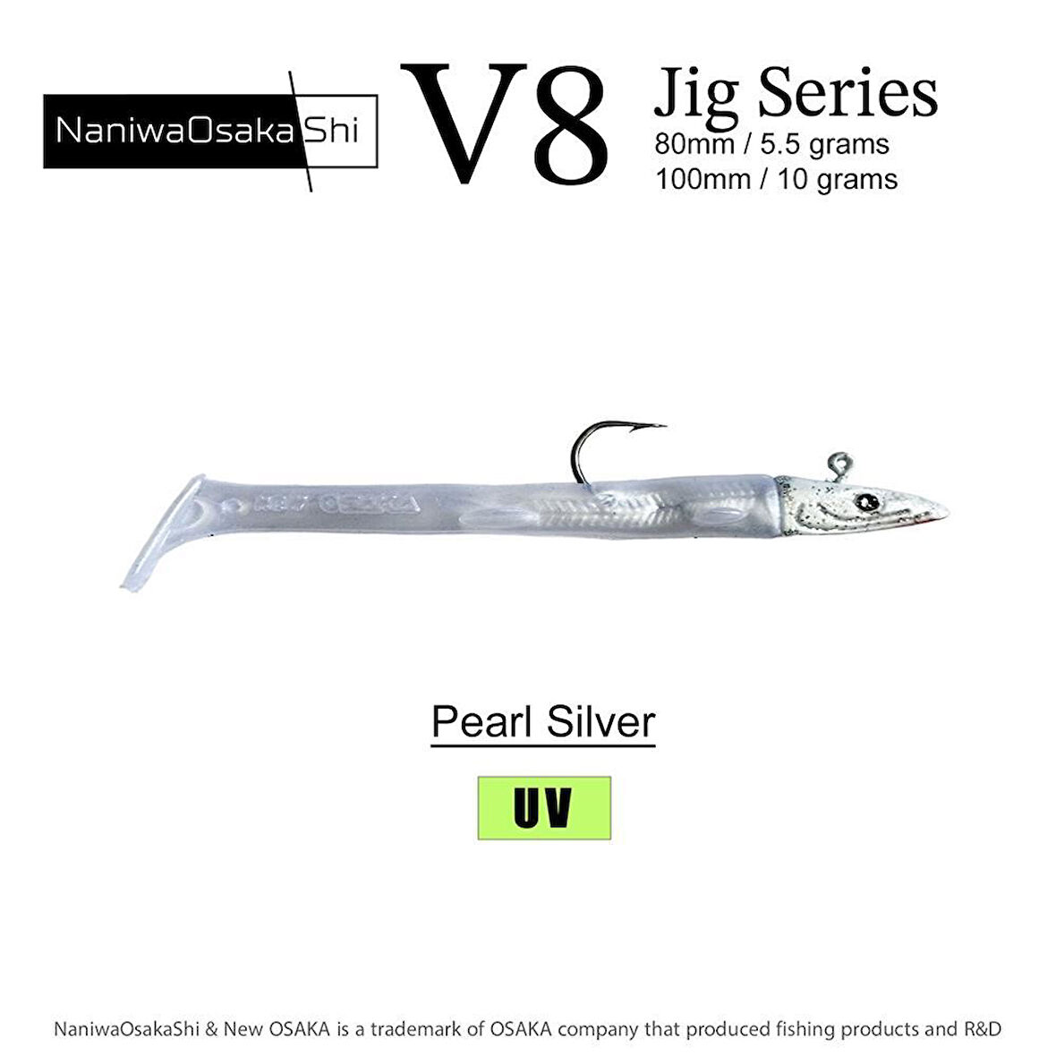 NaniwaOsakaShi V8 Jig Series 100 mm 10 gr Raglou Silikon Yem PEARL SİLVER