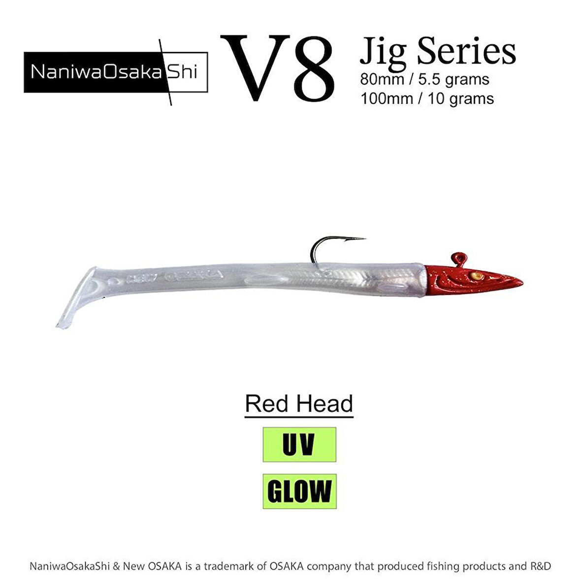 NaniwaOsakaShi V8 Jig Series 100 mm 10 gr Raglou Silikon Yem RED HEAD