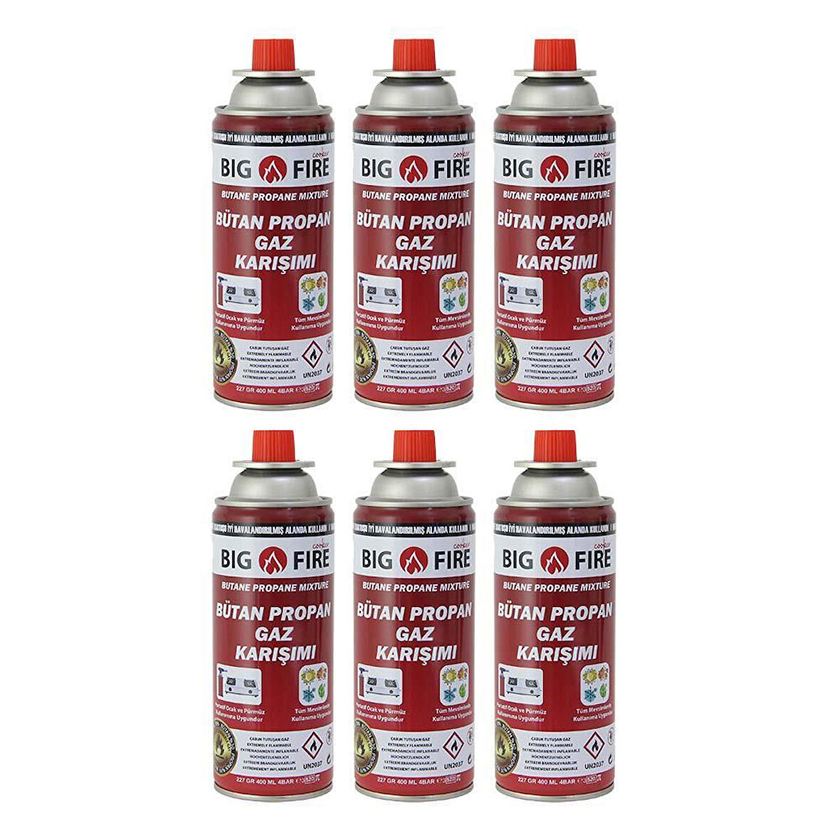 Big Fire Power 227gr Valfli Gaz Kartuşu Altılı Set