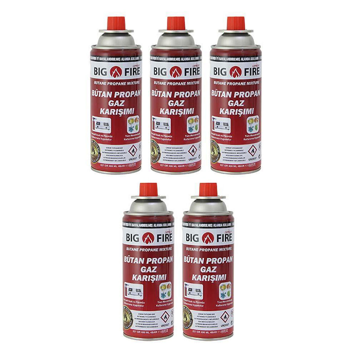 Big Fire Power 227gr Valfli Gaz Kartuşu Beşli Set