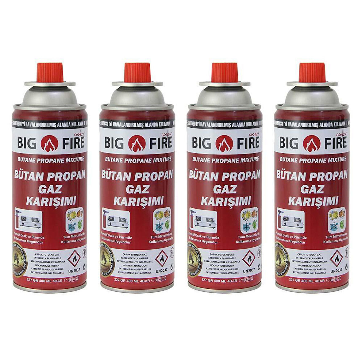 Big Fire Power 227gr Valfli Gaz Kartuşu Dörtlü Set