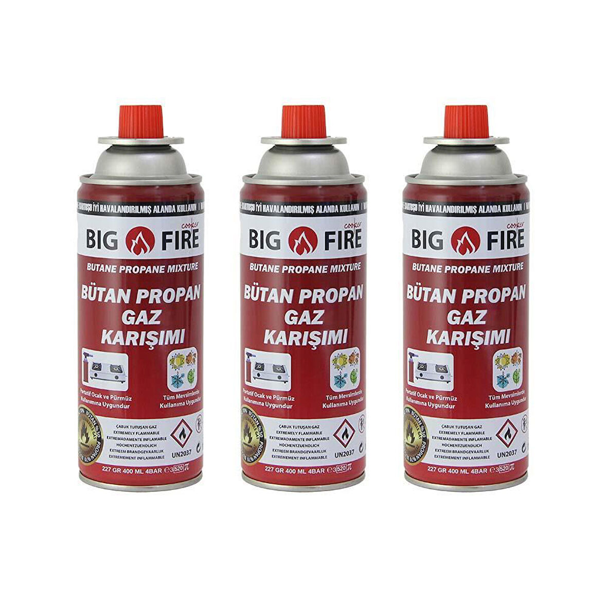 Big Fire Power 227gr Valfli Gaz Kartuşu Üçlü Set