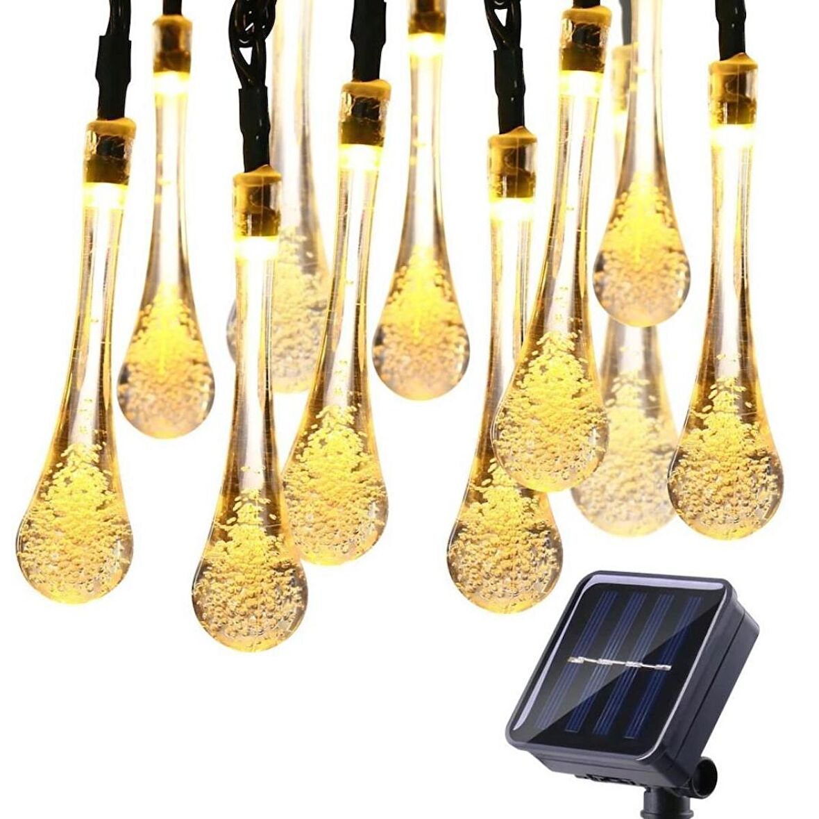 SGE TEKNOLOJİ GÜNEŞ ENERJİLİ SU DAMLASIİ  30 LED SARI RENKLİ SOLAR BAHÇE AYDINLATMASI LED LAMBA 