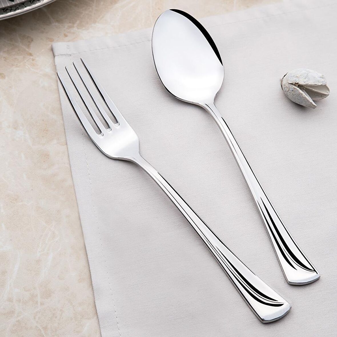 Nehir maksi kaşık çatal takımı seti 60 prç. 12 kişilik çatal kaşık takımı