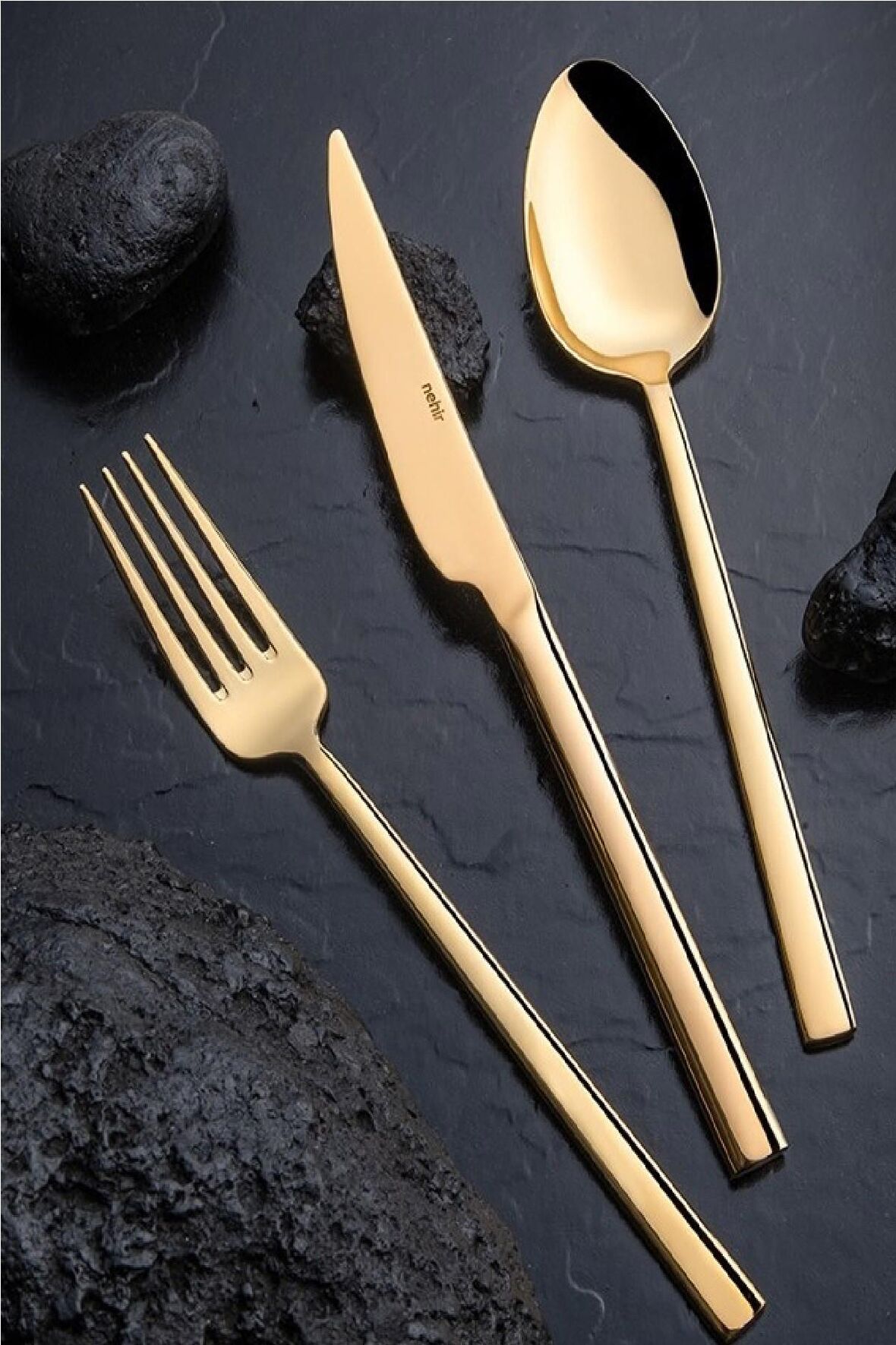 Nehir Dalyan Titanium 36 Parça Çatal Kaşık Bıçak Takımı Gold 