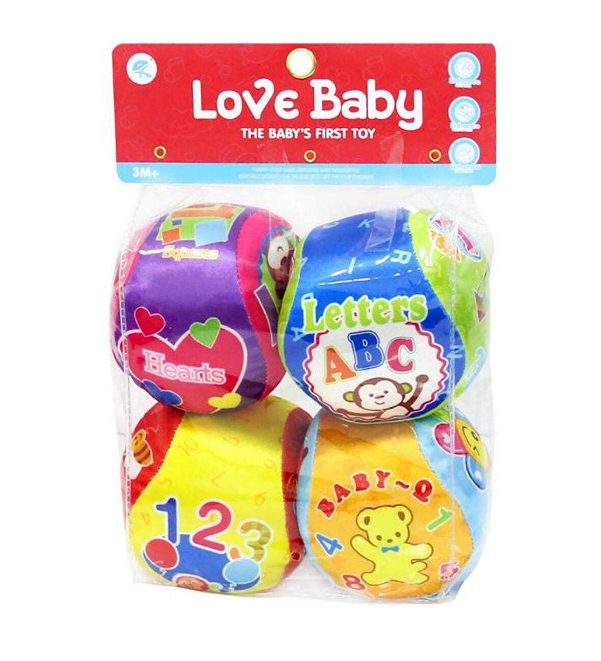 Love Baby 4'lü Yumuşak, Çıngıraklı Eğitici Toplar