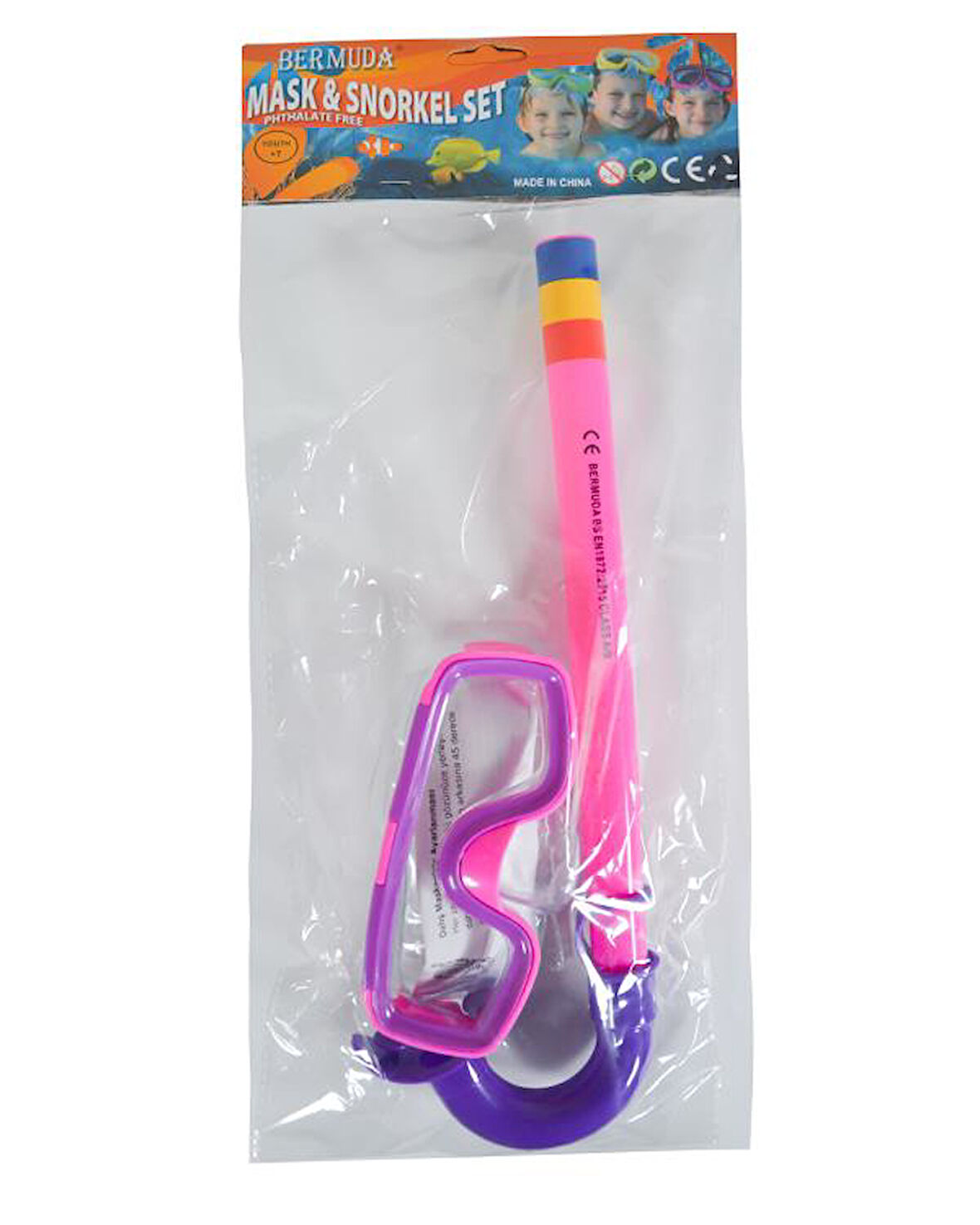 Bermuda Dalış Maskesi ve Şnorkel Seti Pembe