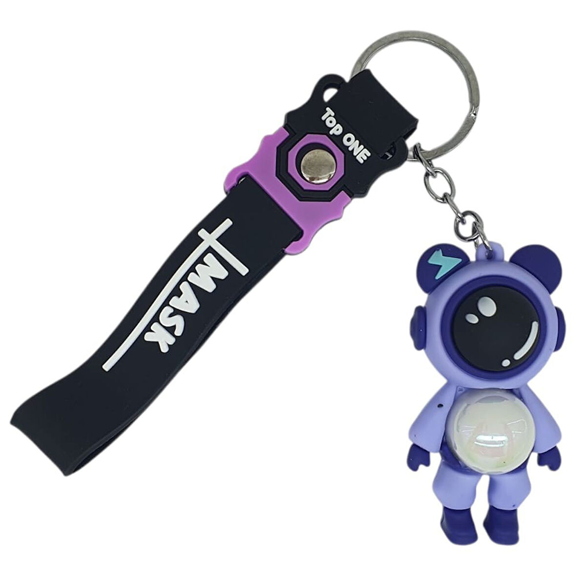 Figürlü ve Işıklı Silikon Anahtarlık -  Astronot - Mor