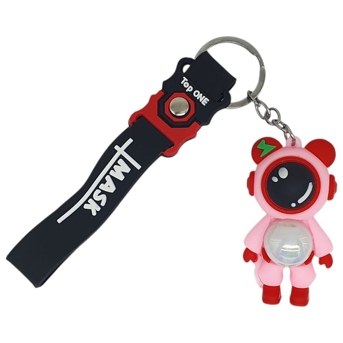 Figürlü ve Işıklı Silikon Anahtarlık -  Astronot - Pembe