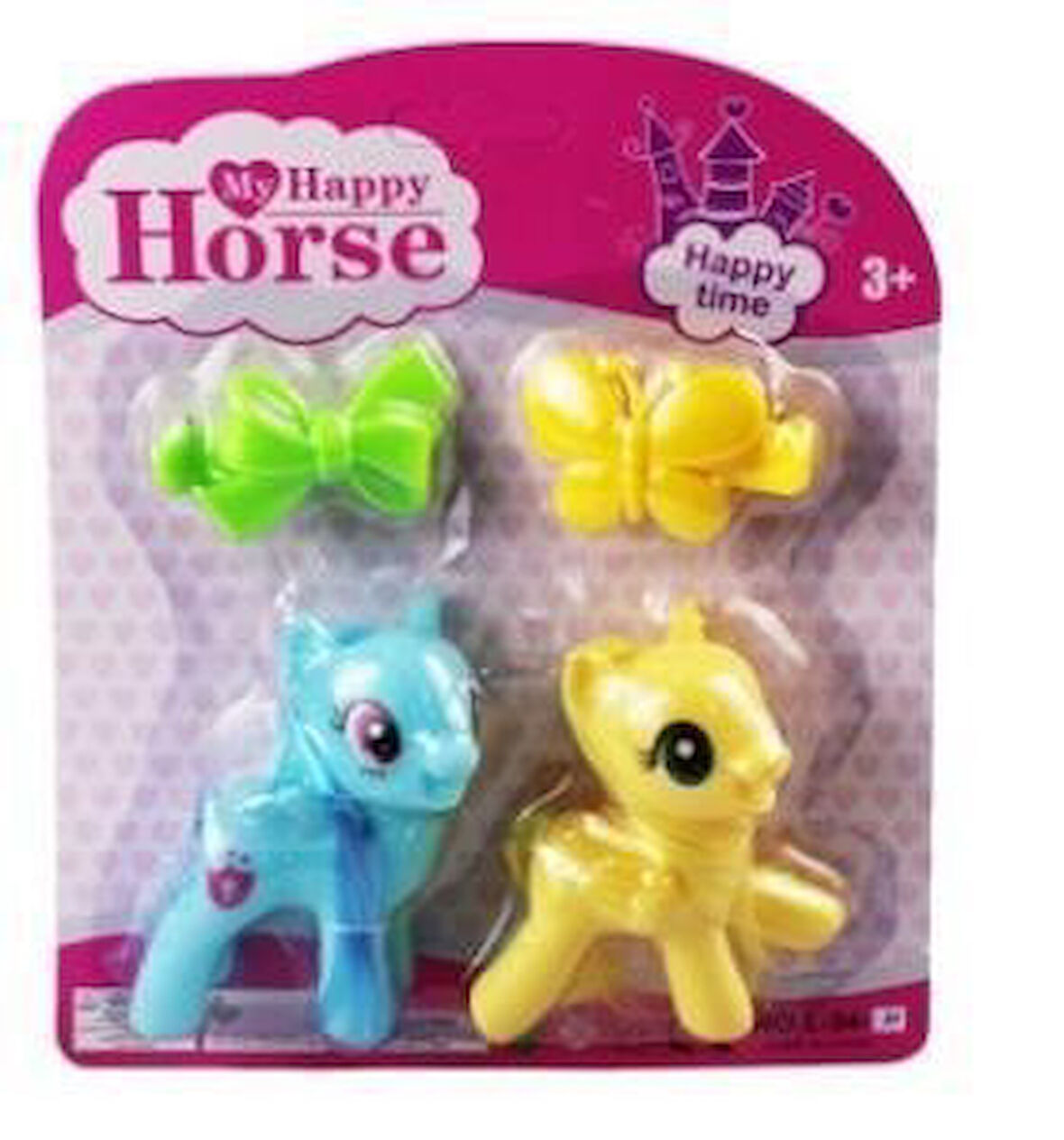 L-34-10 - PONY 2 Lİ FİGÜR SET TOKALI KARTELA MAVİ