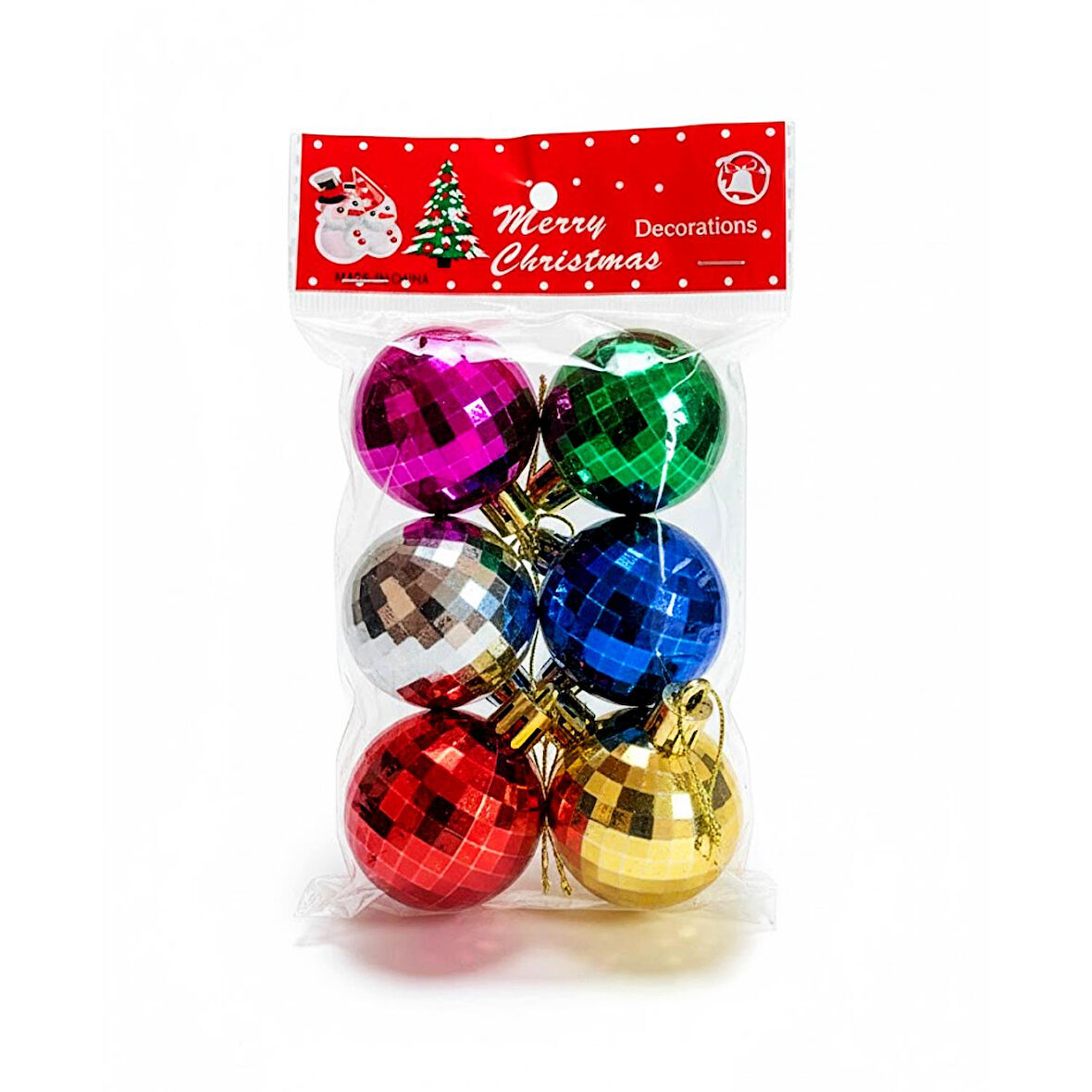 Kızılkaya Desenli Parlak Top Yılbaşı Süsü 6 lı Büyük Boy Karışık Renk (2505082)