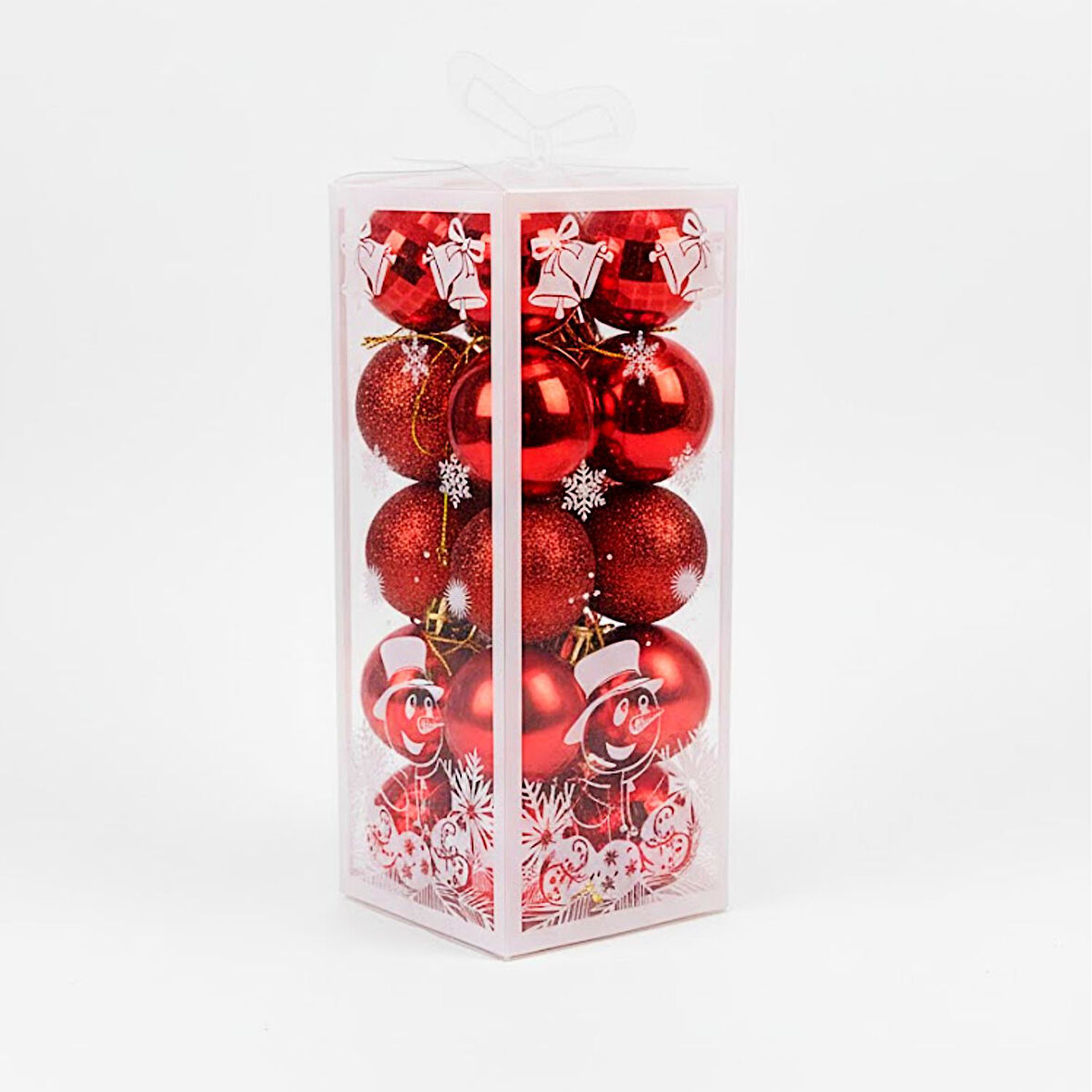 Kızılkaya Desenli Parlak Top Yılbaşı Süsü 20 Parça Kırmızı (2505087)