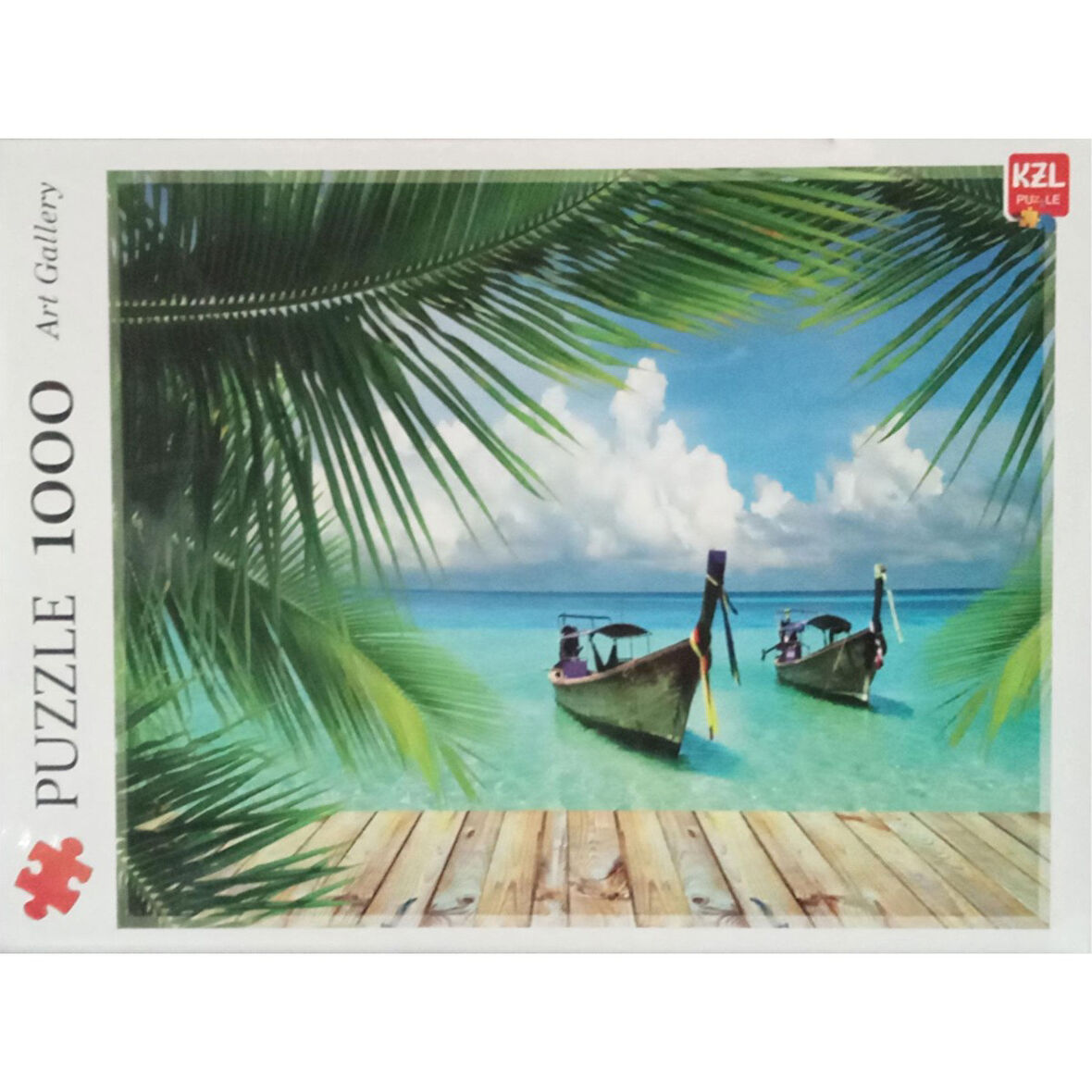 AKILLIELMA-KZL PUZZLE PALMİYE DENİZ VE SANDALLAR 1000 PARÇA PUZZLE PAZIL 68X48 CM