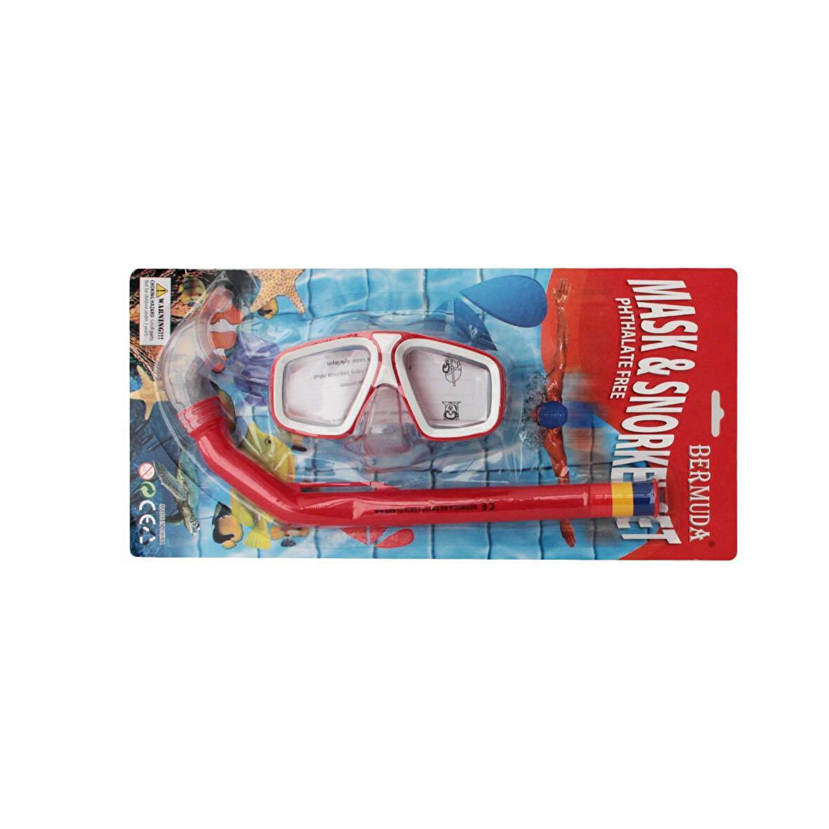 Bermuda Phthalate Free Maske Şnorkel Set KIRMIZI