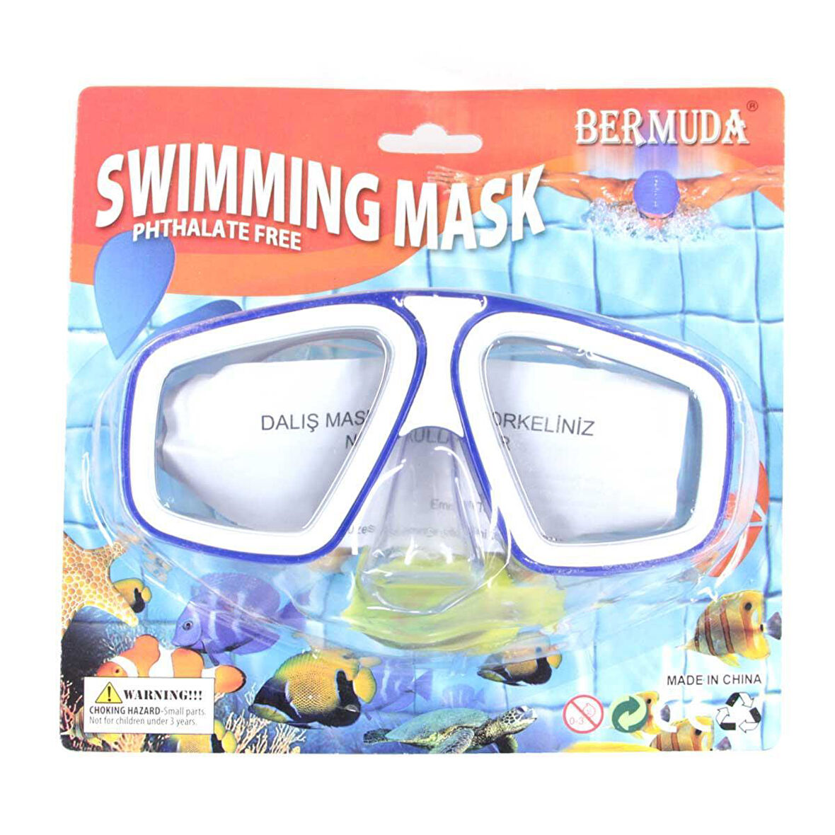 Bermuda Phthalate Free Yüzücü Maskesi MAVİ