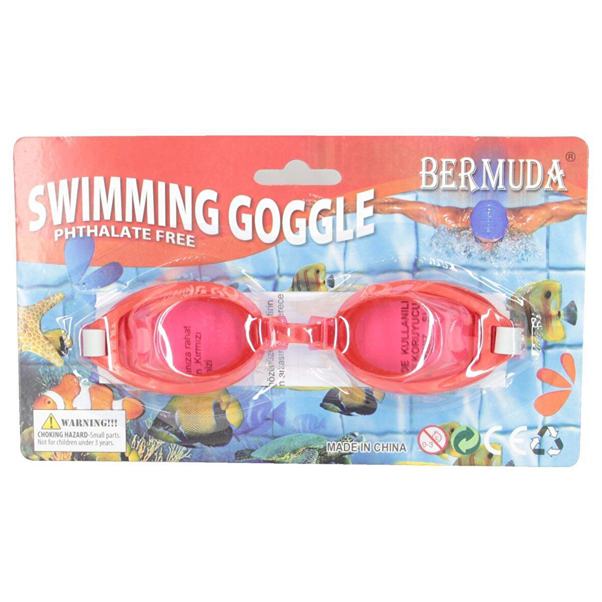 Bermuda Phthalate Free Yüzücü Gözlüğü KIRMIZI