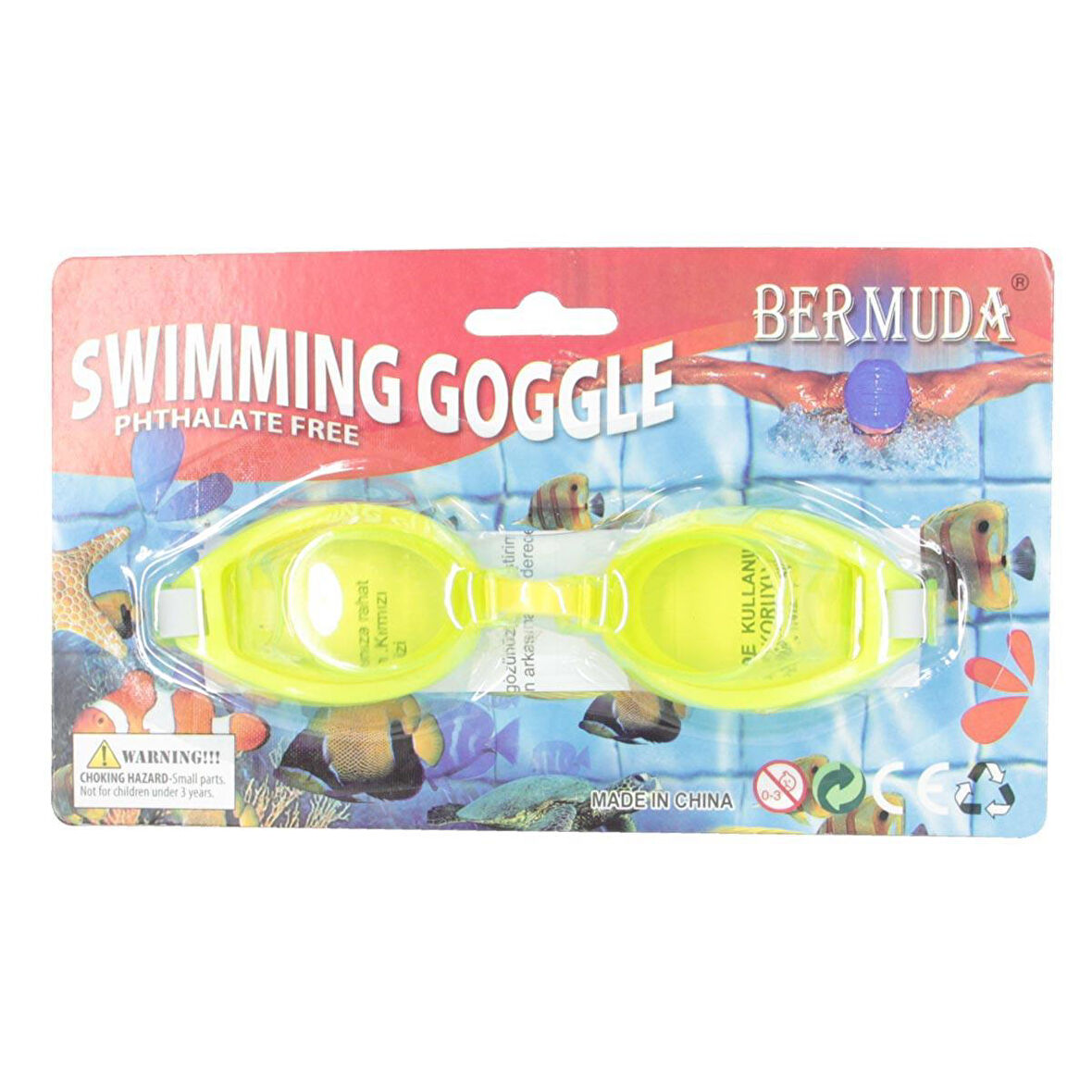 Bermuda Phthalate Free Yüzücü Gözlüğü SARI