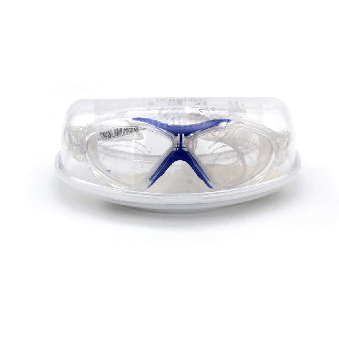Bermuda Silikon Antifog Sörf Yüzücü Gözlüğü Şeffaf/Mavi