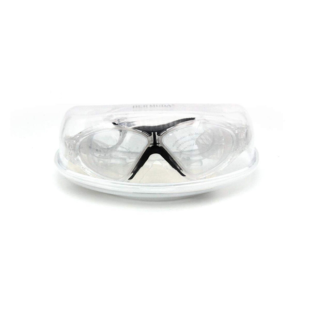 Bermuda Silikon Antifog Sörf Yüzücü Gözlüğü Şeffaf/Siyah