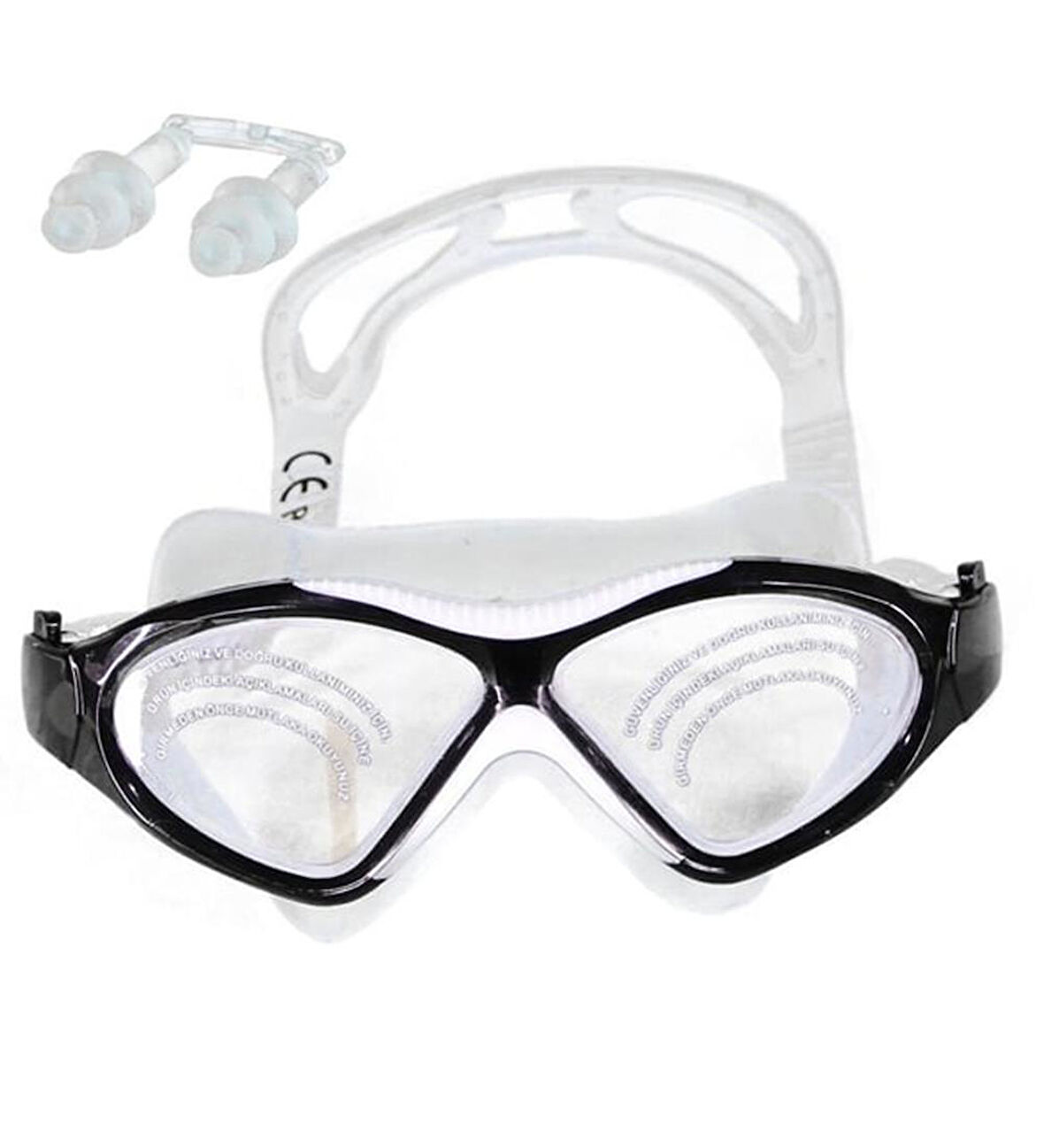 Bermuda Silikon Antifog Sörf Yüzücü Gözlüğü Siyah/Beyaz