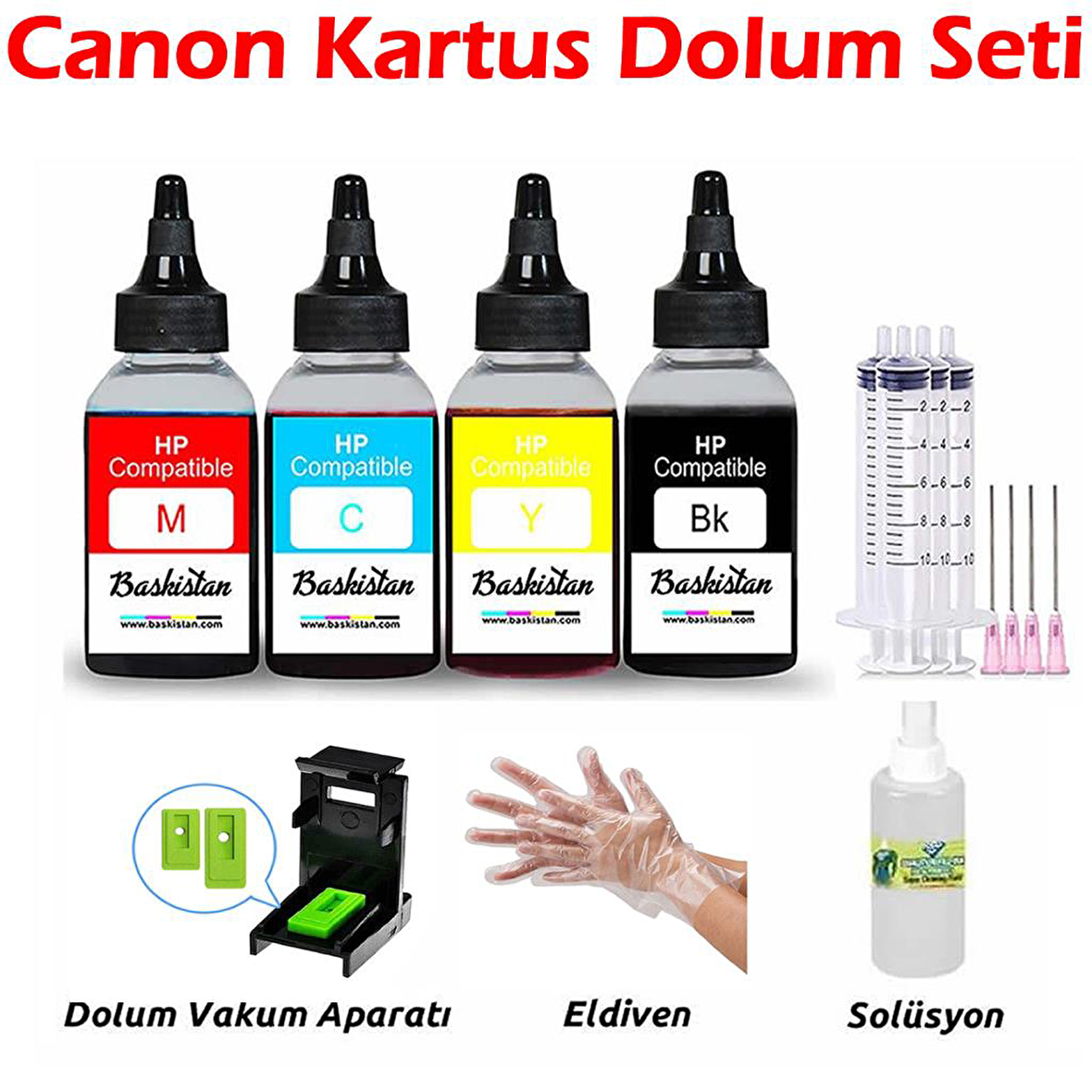 Canon E404 E414 E464 E474 E484 E3140 için Kartuş Dolum Seti PG46/CL56 4x100ml 