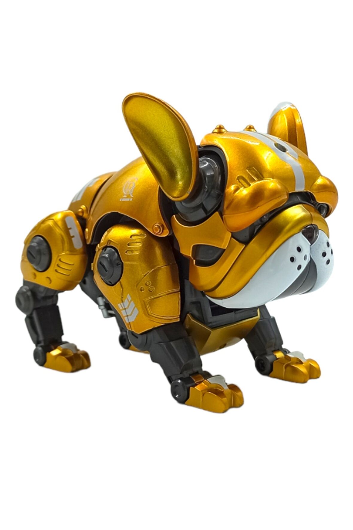 Havlayan, Işıklı ve Ayarlanabilir Oyuncak Robot Metal Köpek 12cm. Sarı