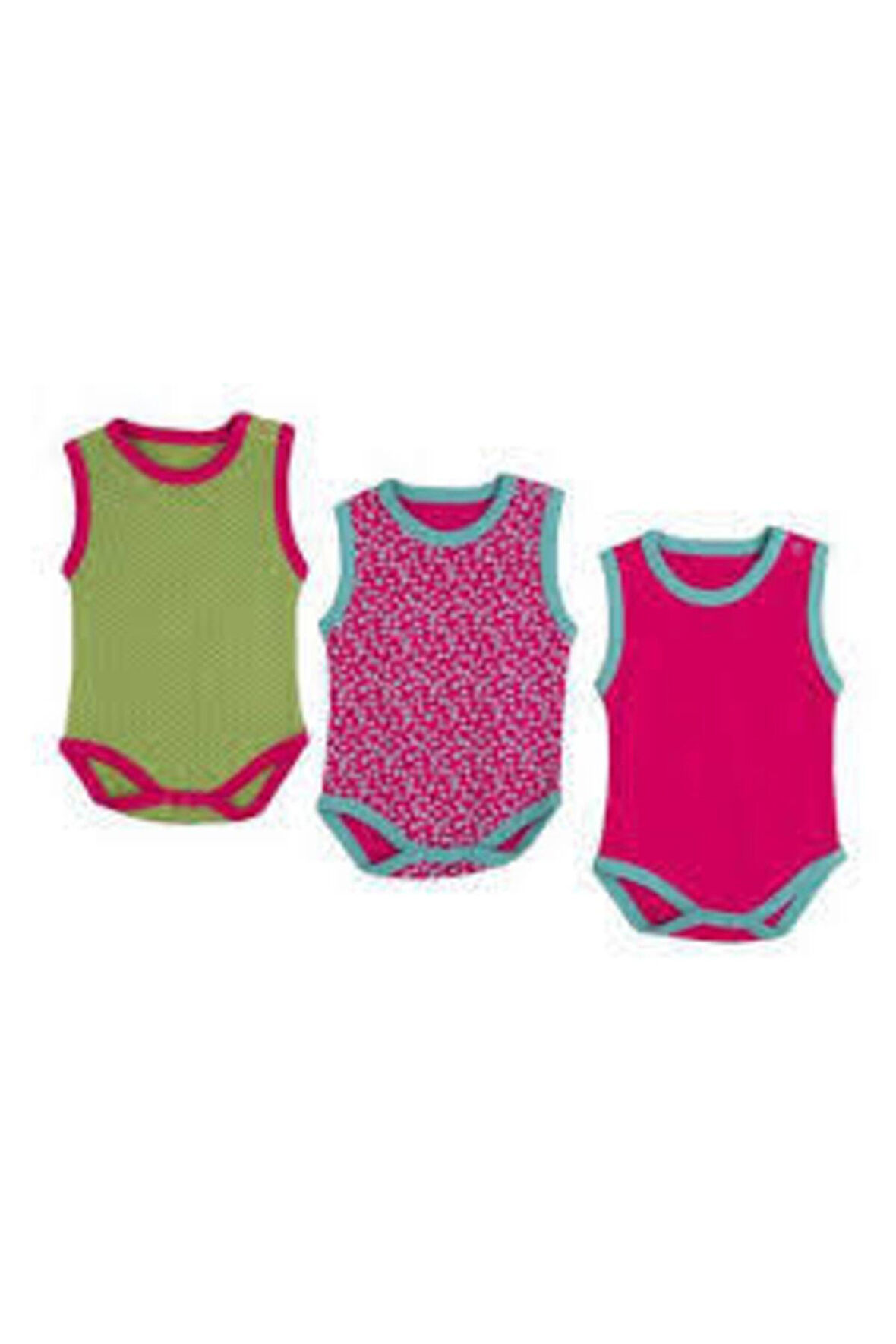 Kız Bebek Pembe  Çıtçıtlı Atlet Badi 3 Lü