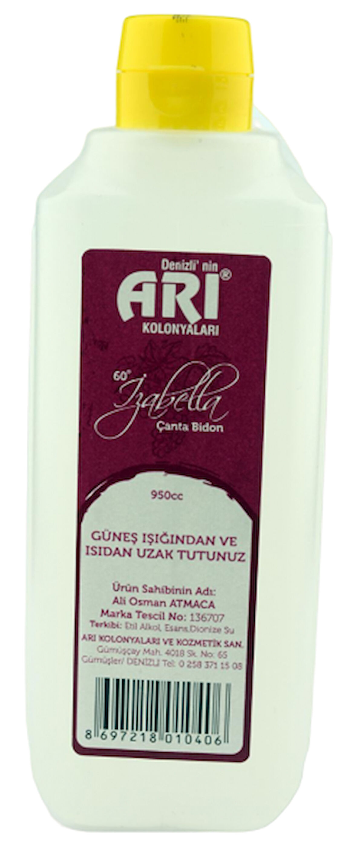 950 CC 60 Derece İzabella Kolonya