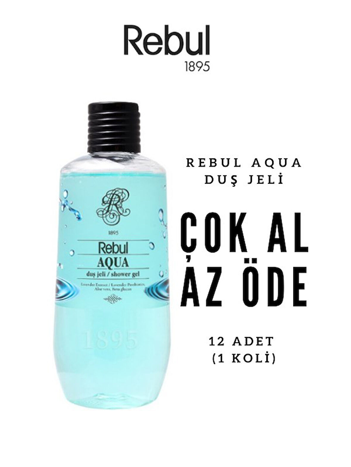 Rebul Aqua Duş Jeli 500ml x12 | Çok Al Az Öde | Ferah Su Esintisi | Ekonomik Paket