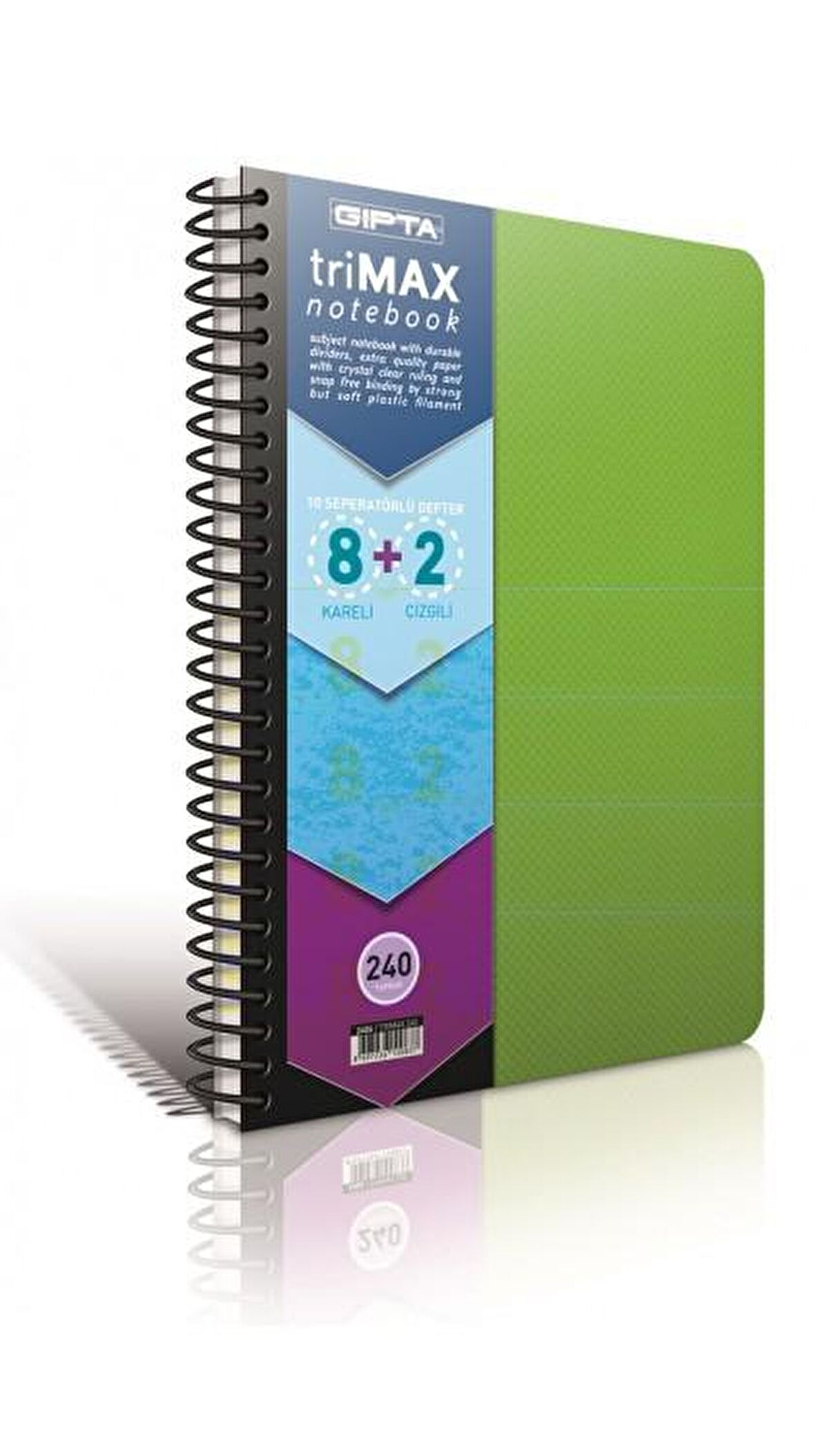 Trimax Spiralli Seperatörlü Plastik Kapak A4 200 Yaprak 8+2 Defter (2405) Gıpta
