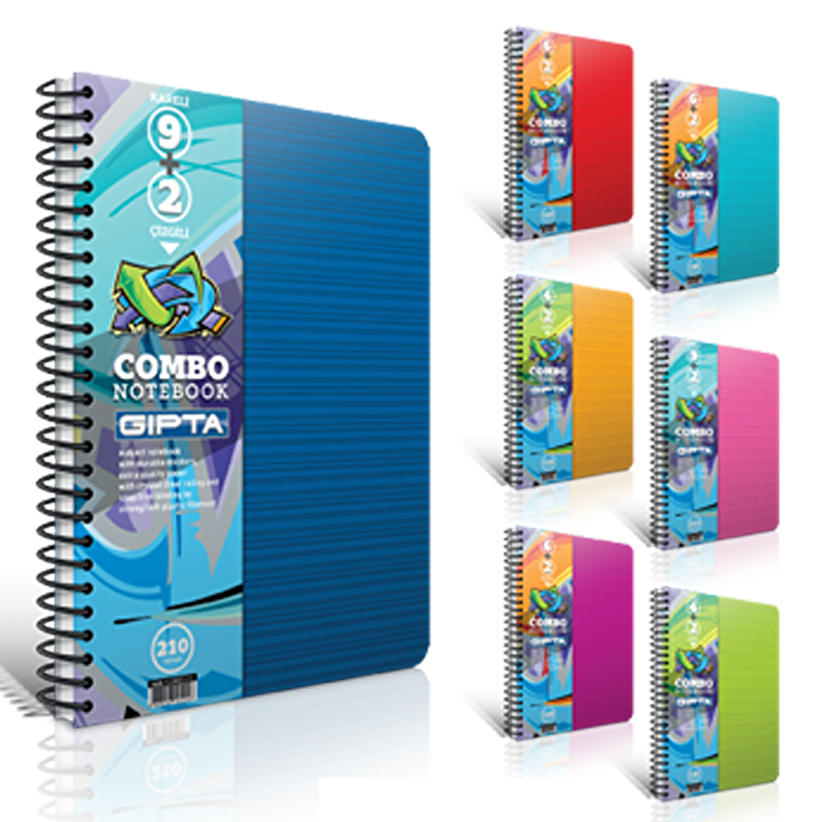 Combo Spiralli Seperatörlü Plastik Kapak Defter A4 210 Yaprak 9+2 Defter (2455) Gıpta