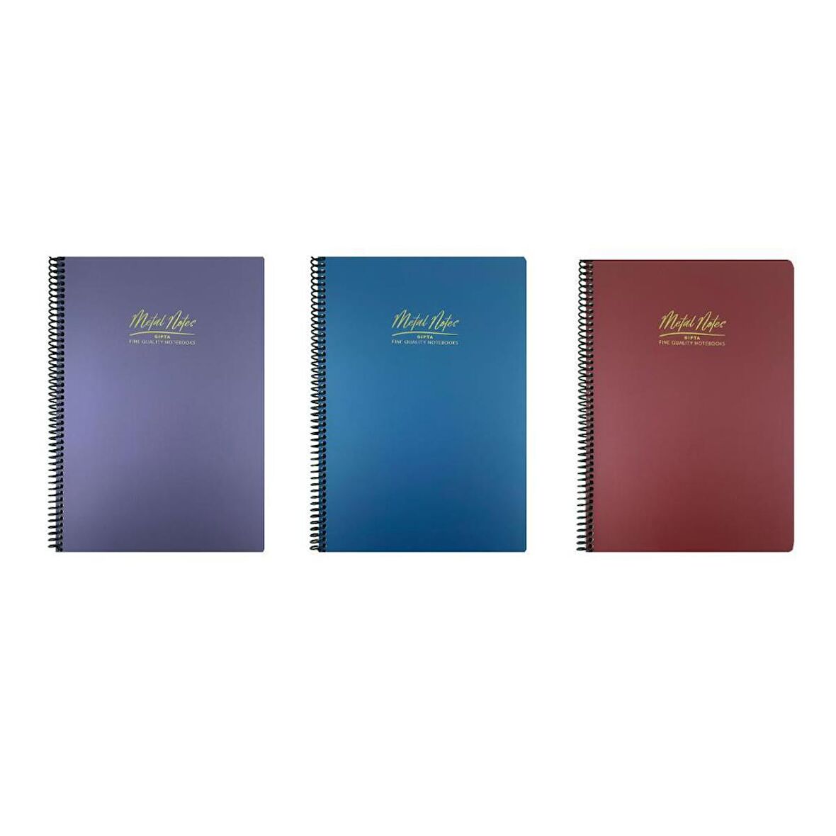 Gıpta Metal Notes A4 Spiralli Defter PP Kapak 80 Yaprak Kareli 3'LÜ
