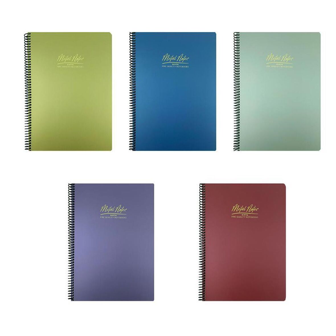 Gıpta Metal Notes A4 Spiralli Defter PP Kapak 80 Yaprak Kareli 5'Lİ