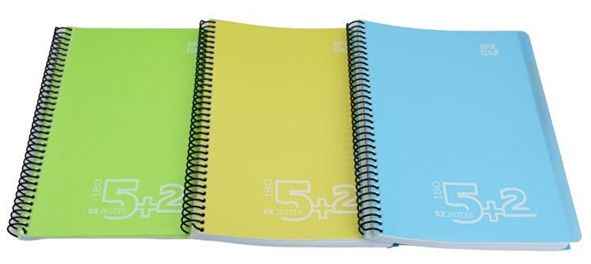 Gıpta Bx Notes 5+2 Seperatörlü Spiralli Plastik Kapak 180 Yaprak Kareli-Çizgili A4 Defter