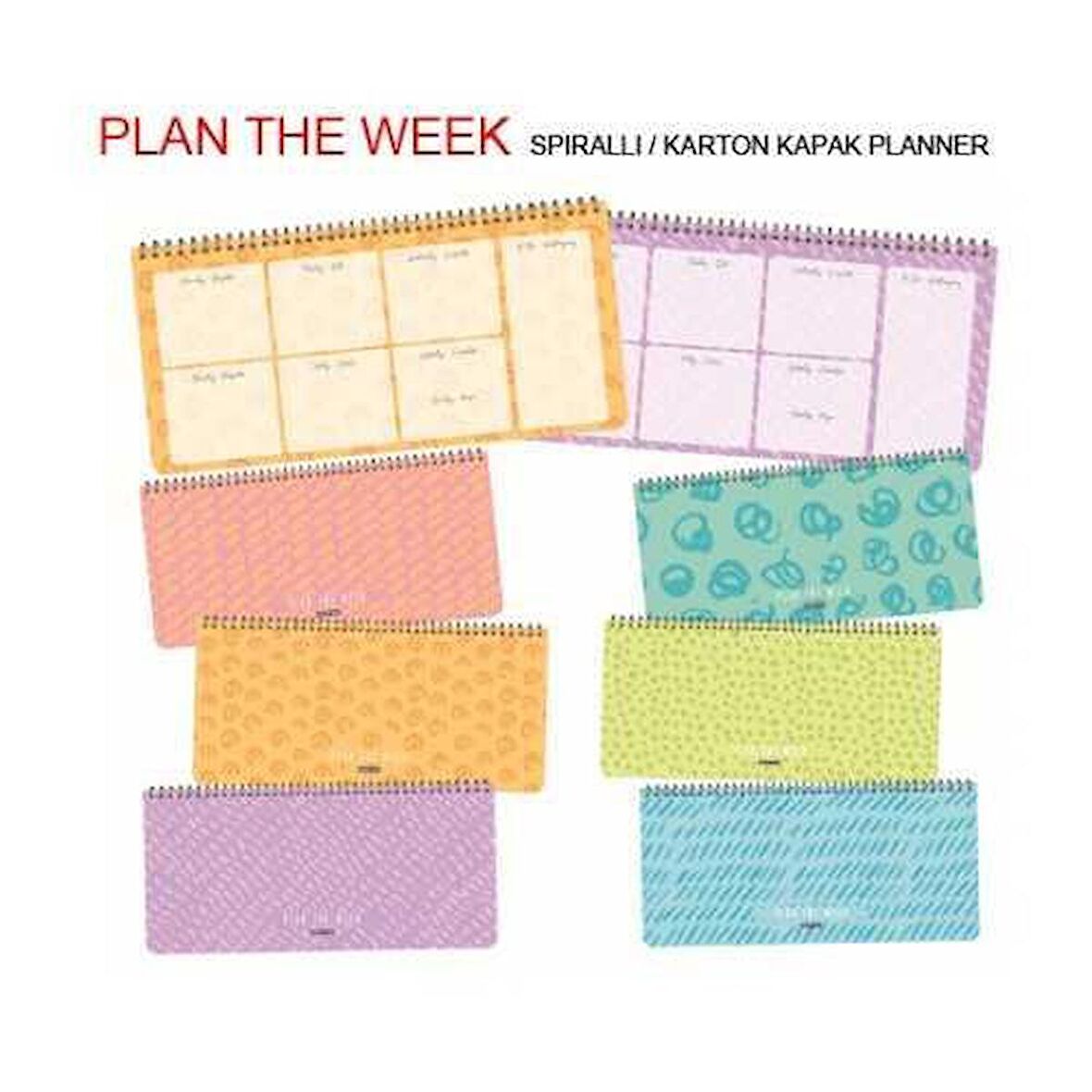 Gıpta Plan The week Spiralli Karton Kapak Defter 13x37 54 Yaprak