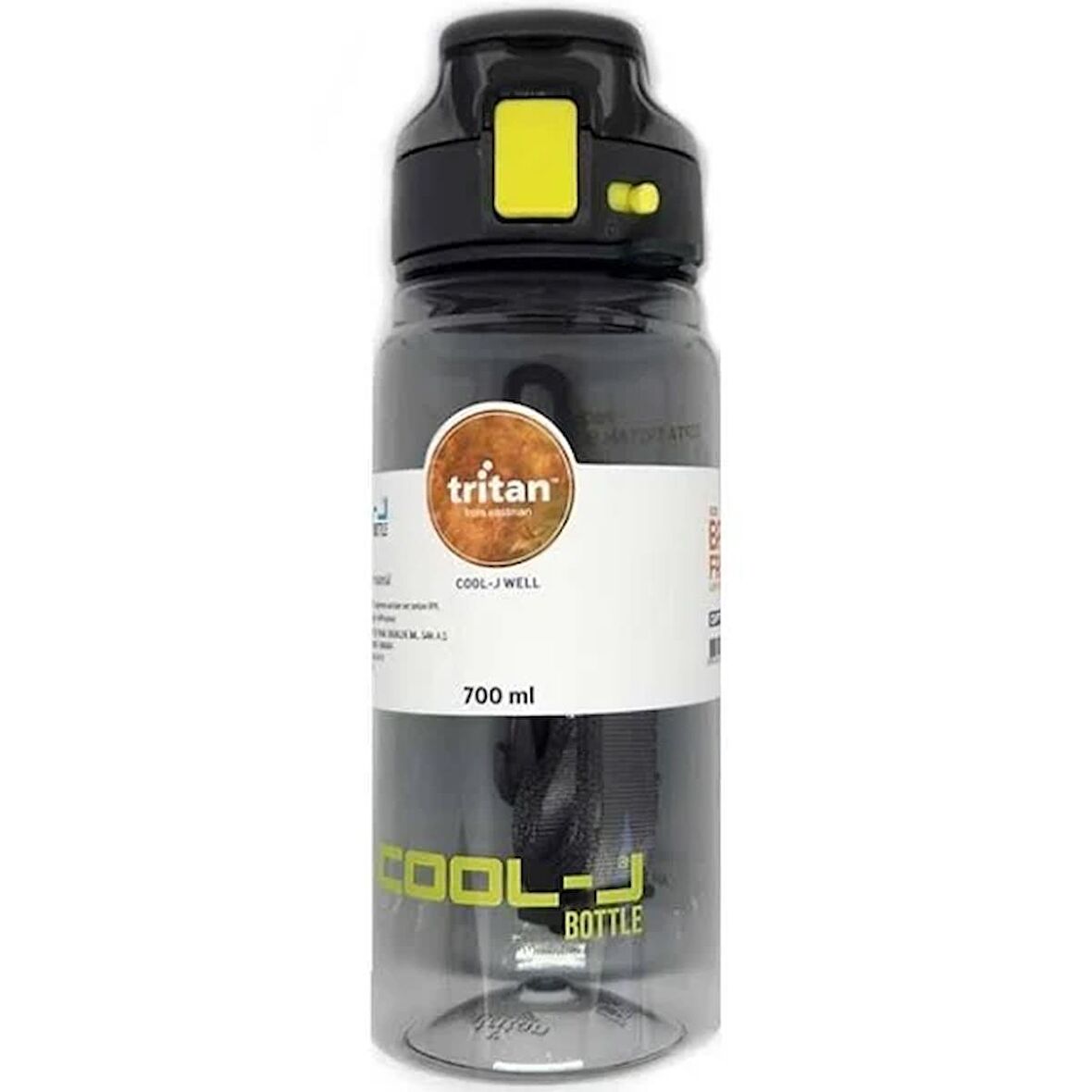 Gıpta Cool-J Well 700ml Askılı Suluk Kilitli Tritan Matara Siyah  / K7557