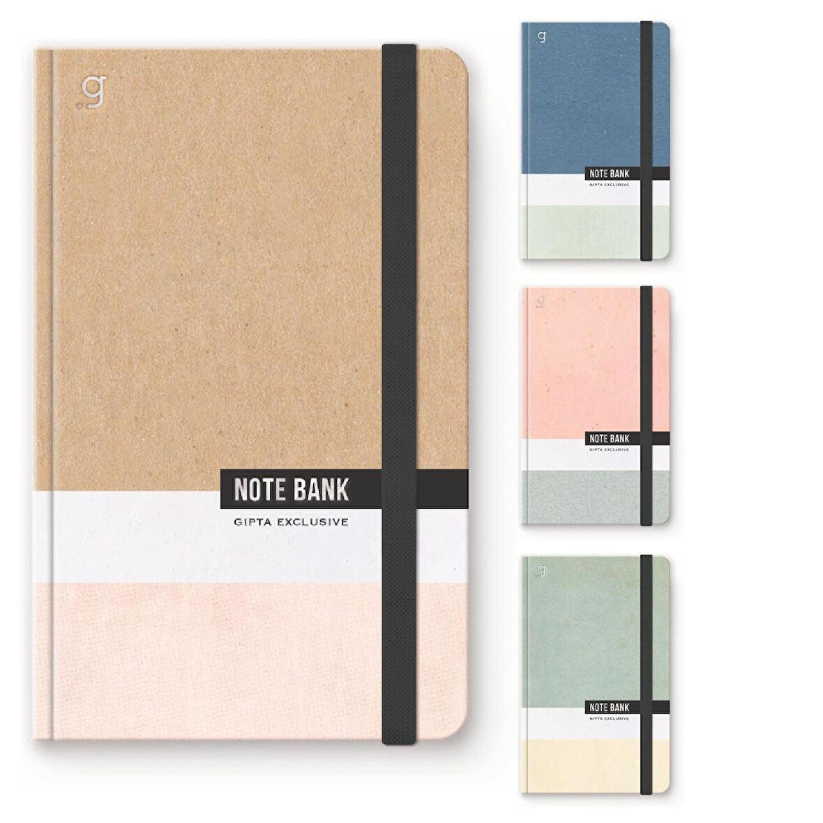 Gıpta Note Bank Sert Kapak Dikişli Lastikli 13x21 96 Yaprak Not Defteri Çizgili (7351)