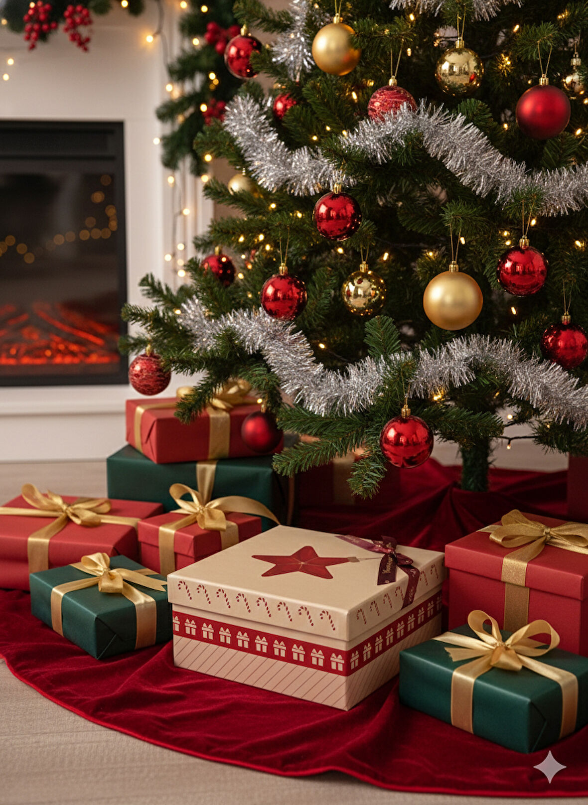 25×25×12 cm Soren No:6 Kare Hediye Kutusu – Yılbaşı Dekoratif Hediye Paketi