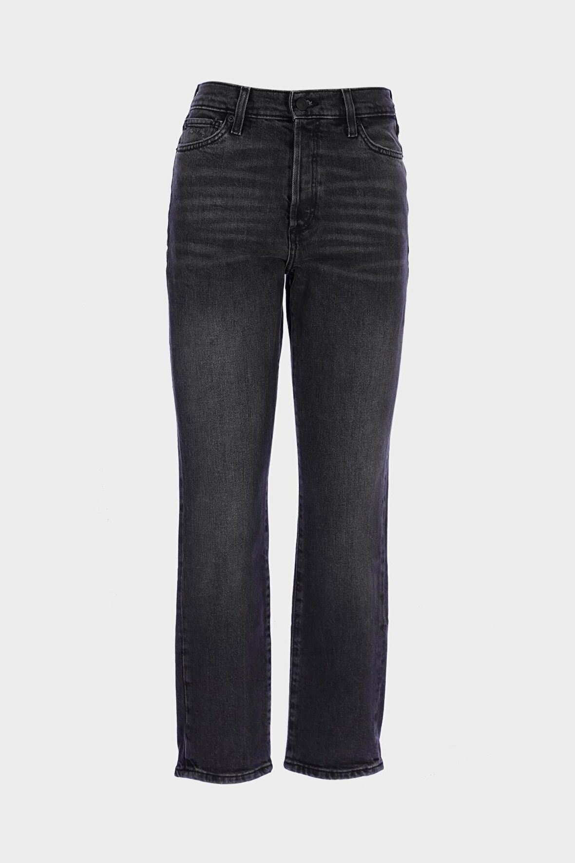 Antrasit Yüksek Bel Patı Fermuarlı Slim Straight Jean Pantolon C 4556-010