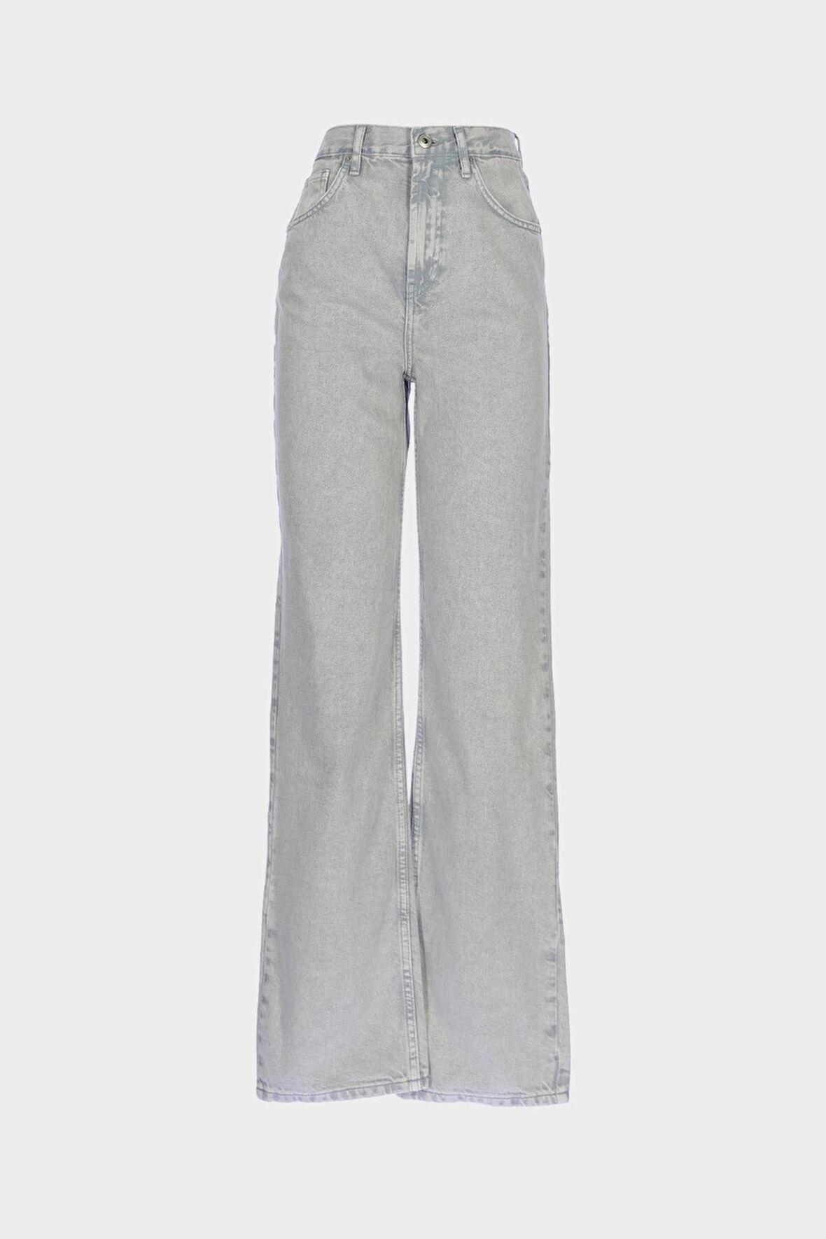 Diana Gri Yüksek Bel Patı Fermuarlı Dad Straight Jean Pantolon C 4517-068